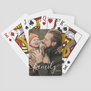 Personalised Script Family Photo Playing Cards
