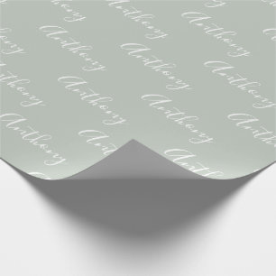Personalised Script Green Elegant Wrapping Paper