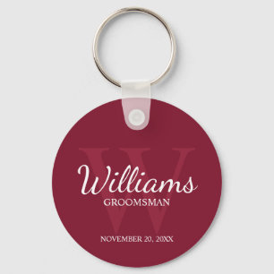 Personalised Script Groomsmen name&Monogram Key Ring