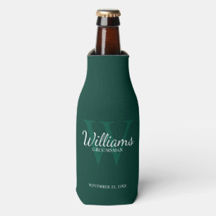 Personalised Script Groomsmen's name and Monogram Bottle Cooler