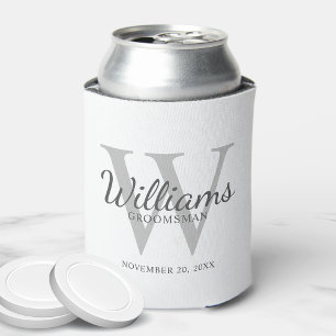 Personalised Script Groomsmen's name and Monogram Can Cooler