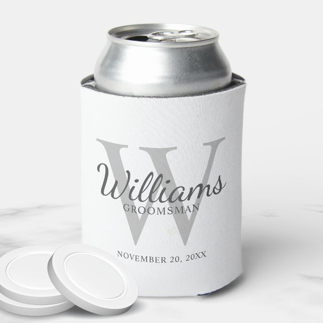 Personalised Script Groomsmen's name and Monogram Can Cooler (Creator Uploaded)