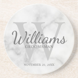 Personalised Script Groomsmen's name and Monogram  Coaster