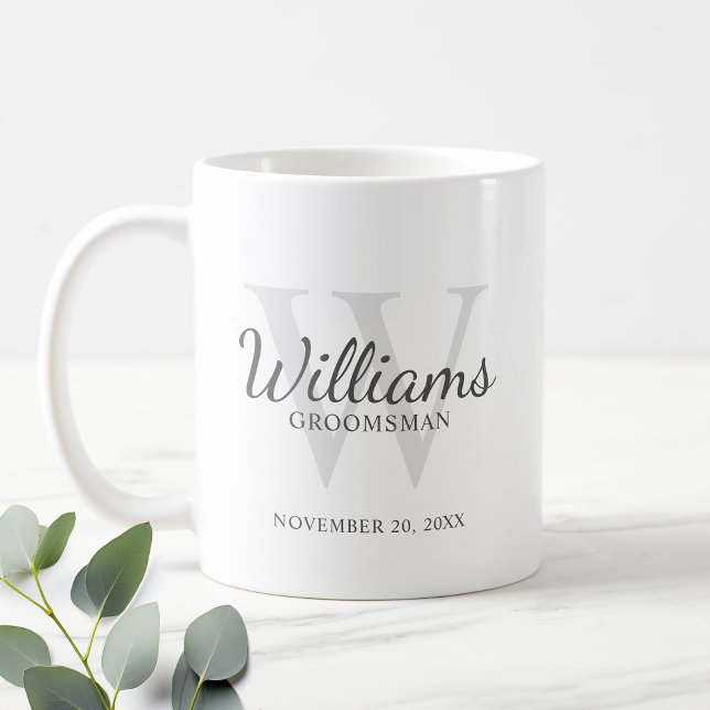 Personalised Script Groomsmen's name and Monogram Coffee Mug (Creator Uploaded)