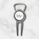 Personalised Script Groomsmen's name and Monogram  Divot Tool<br><div class="desc">Add a personal touch to your wedding with personalised groomsmen divot tool. This divot tool features personalised groomsman's name in grey classic script font style with wedding details in grey classic serif font style and monogram in light grey classic serif font style as background, on white background. Also perfect for...</div>