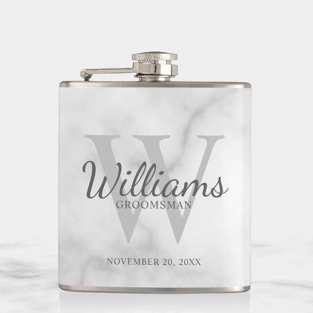Personalised Script Groomsmen's name and Monogram  Hip Flask (Creator Uploaded)