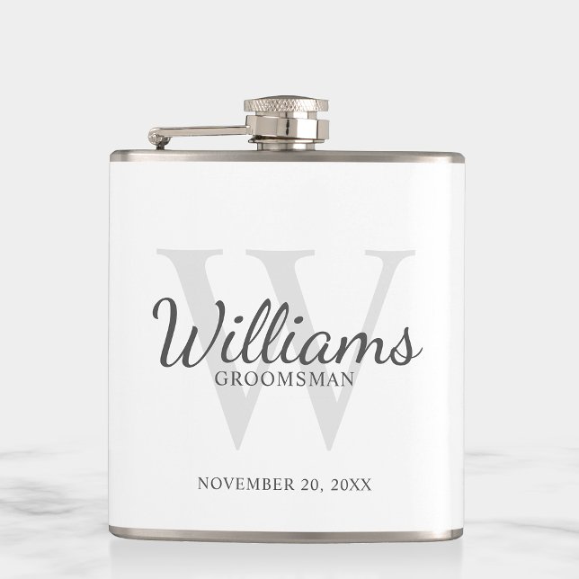 Personalised Script Groomsmen's name and Monogram Hip Flask (Creator Uploaded)
