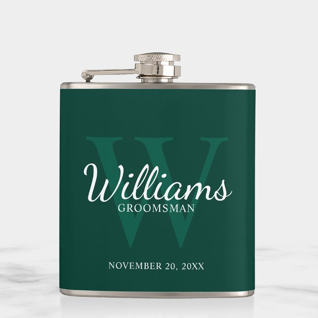 Personalised Script Groomsmen's name and Monogram  Hip Flask (Creator Uploaded)