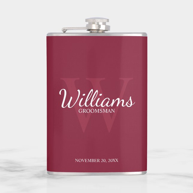 Personalised Script Groomsmen's name and Monogram Hip Flask (Creator Uploaded)
