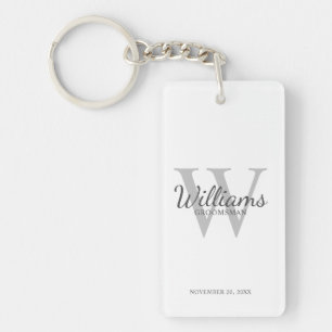 Personalised Script Groomsmen's name and Monogram  Key Ring
