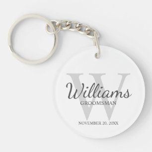 Personalised Script Groomsmen's name and Monogram  Key Ring