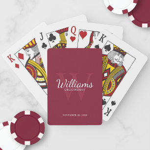 Personalised Script Groomsmen's name and Monogram Playing Cards