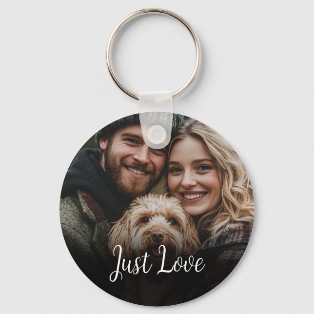 Personalised Script Message Couple Photo Key Ring (Front)
