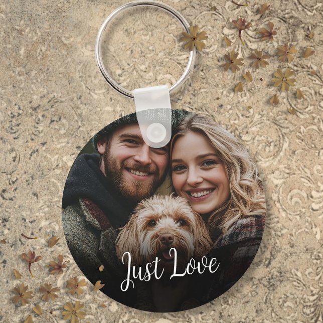 Personalised Script Message Couple Photo Key Ring (Personalized Script Message Couple Photo Keychain)