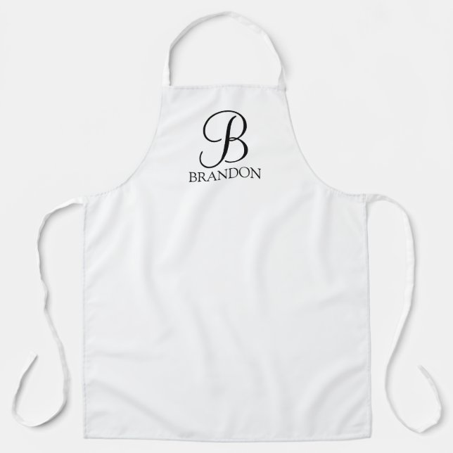 Personalised Script Monogram and Name Apron (Front)
