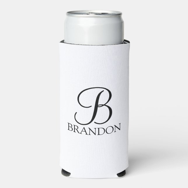 Personalised Script Monogram and Name Can Cooler (Seltzer Front)