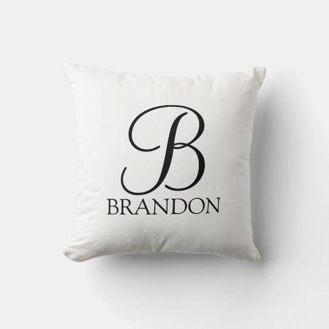 Personalised Script Monogram and Name Cushion (Front)