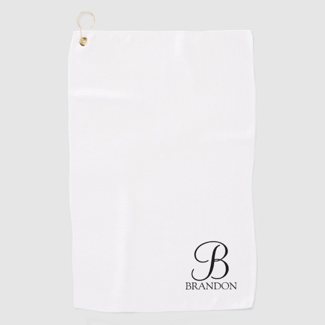 Personalised Script Monogram and Name Golf Towel (Front)