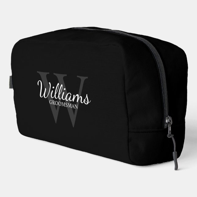Personalised Script Monogram and Name Groomsmen Dopp Kit (Right Corner)