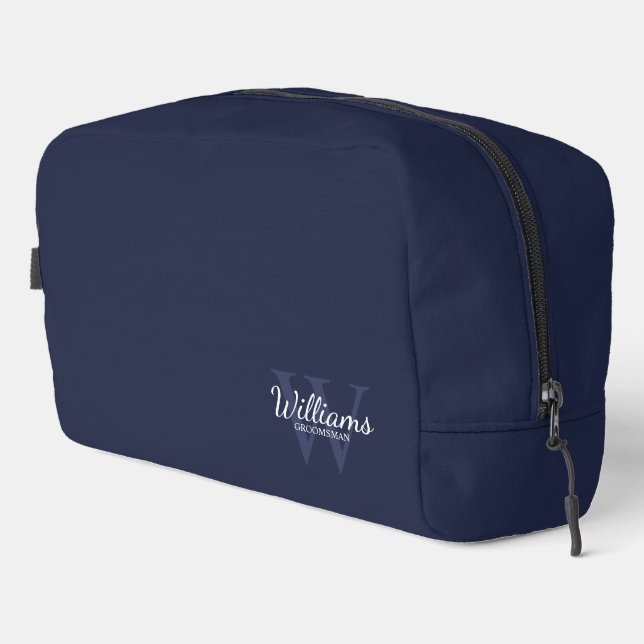 Personalised Script Monogram and Name Groomsmen Dopp Kit (Right Corner)