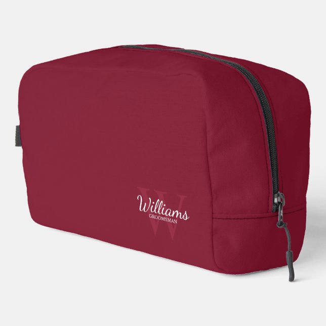 Personalised Script Monogram and Name Groomsmen Dopp Kit (Right Corner)