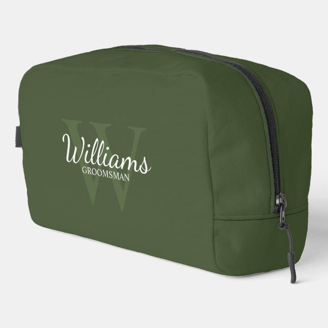 Personalised Script Monogram and Name Groomsmen Dopp Kit (Right Corner)