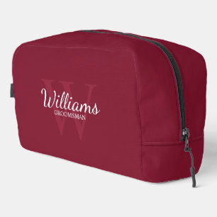 Personalised Script Monogram and Name Groomsmen Dopp Kit
