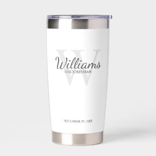 Personalised Script Monogram and Name Groomsmen Insulated Tumbler