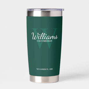 Personalised Script Monogram and Name Groomsmen Insulated Tumbler