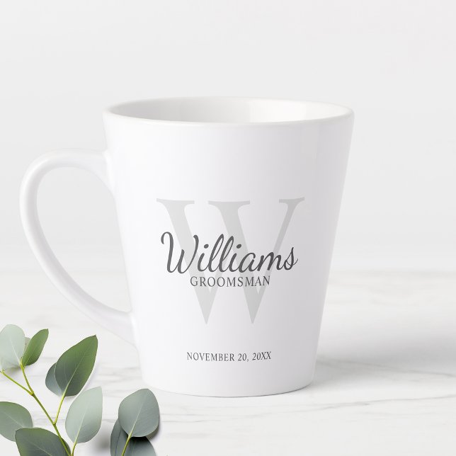 Personalised Script Monogram and Name Groomsmen Latte Mug (Creator Uploaded)