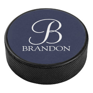 Personalised Script Monogram and Name Hockey Puck