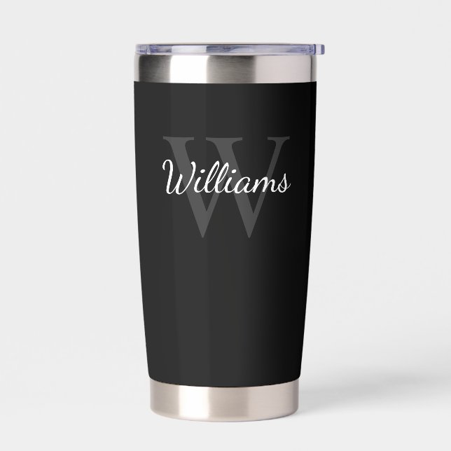 Personalised Script Monogram and Name Insulated Tumbler (Left)