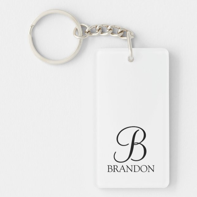 Personalised Script Monogram and Name Key Ring (Front)