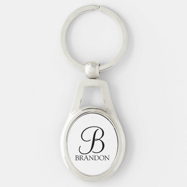 Personalised Script Monogram and Name Key Ring (Front)