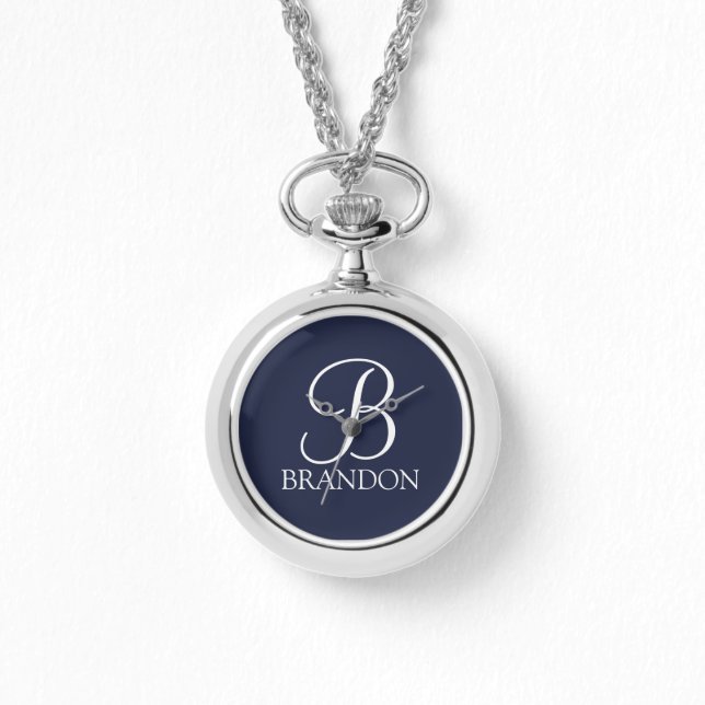 Personalised Script Monogram and Name Keychain Watch (Front)