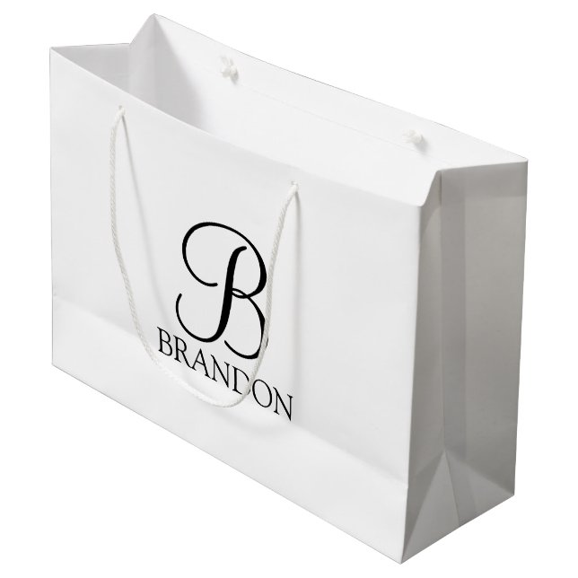 Personalised Script Monogram and Name Large Gift Bag (Front Angled)