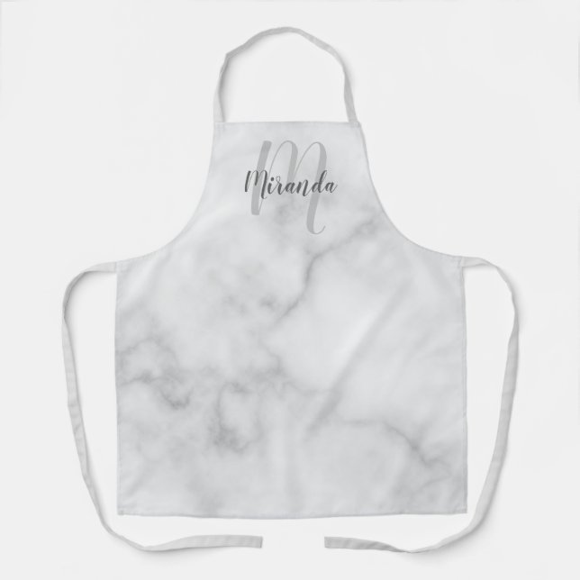Personalised Script Monogram and Name Marble Apron (Front)