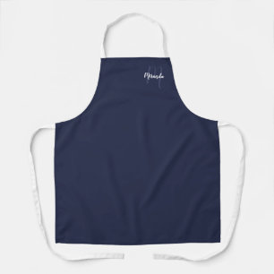 Personalised Script Monogram and Name Navy Blue Apron