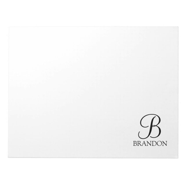 Personalised Script Monogram and Name Notepad (Front)