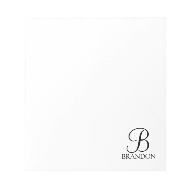 Personalised Script Monogram and Name Notepad (Front)