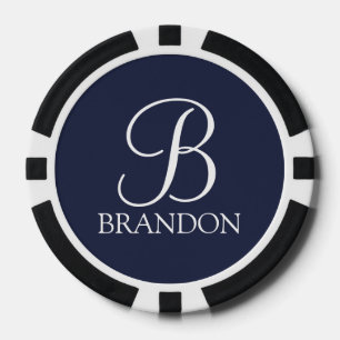 Personalised Script Monogram and Name Poker Chips