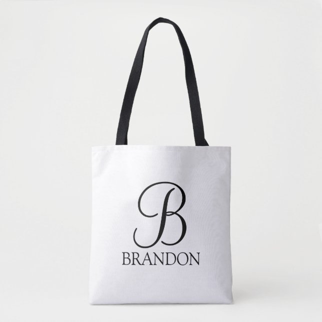 Personalised Script Monogram and Name Tote Bag (Front)
