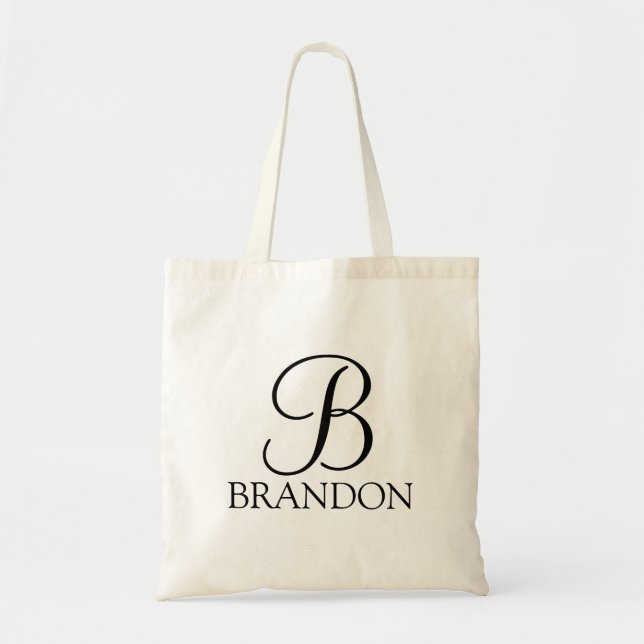Personalised Script Monogram and Name Tote Bag (Front)