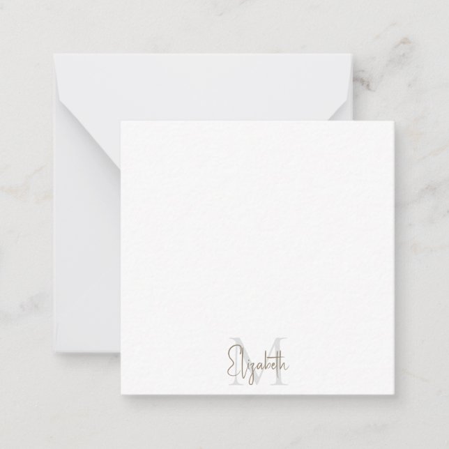 Personalised Script Monogram Blank Note  Card (Front)