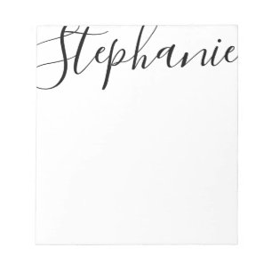 Personalised Script Name Black & White Notepad