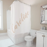 Personalised Script Name Custom Blush Bathroom Shower Curtain<br><div class="desc">This personalised shower curtain makes any bathroom feel like it was designed just for you — featuring your name in an oversized, flowing script against a neutral blush background. It's the kind of detail that transforms a standard bathroom into something that feels personal and intentional. A thoughtful bridal shower gift,...</div>