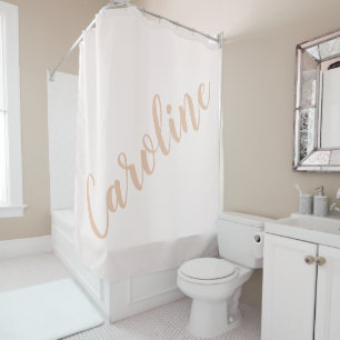 Personalised Script Name Custom Blush Bathroom Shower Curtain