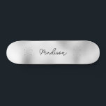 Personalised Script Name Cute Girly Skateboard<br><div class="desc">Easily personalise this colourful Skateboard on Modern Cute SILVER GRAY abstract design featuring your custom name in elegant calligraphy font. Add your name,  choose font,  change size and position,  add clipart,  photos and shapes.</div>