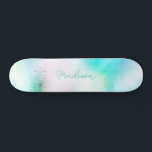 Personalised Script Name Cute Girly Skateboard<br><div class="desc">Easily personalise this colourful Skateboard on Modern Cute pastel mint green colour abstract design featuring your custom name in elegant calligraphy font. Add your name,  choose font,  change size and position,  add clipart,  photos and shapes.</div>