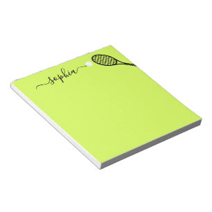 Personalised Script Name Modern Green Tennis Notepad
